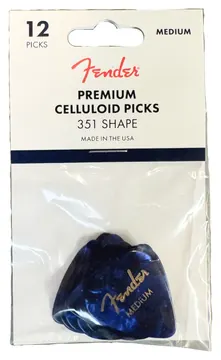 Fender 351 Premium Celluloid Blue Moto Picks Med Plektren (12 Stück )