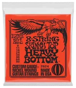 Ernie Ball EB2624 Skinny Top Heavy Bottom 8 Cordas 9/80