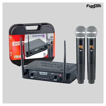 Vokal Microfone Vokal Sem Fio DVS-100DM Duplo| Fujisom