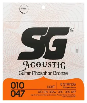 Encordoamento SG Acoustic 010 Light Phosphor Bronze para Violão Aço