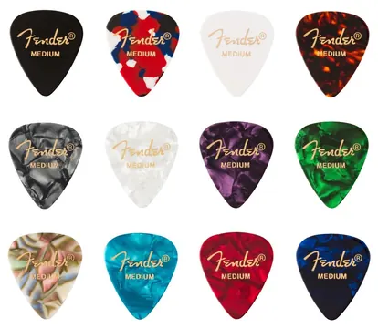 Fender 351 Shape Celluloid Medley Medium, Set van 12
