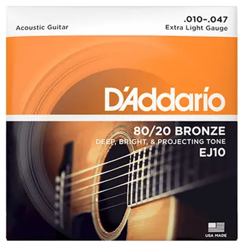 D'Addario EJ10 Extra Light Acoustic Guitar Strings Bronze