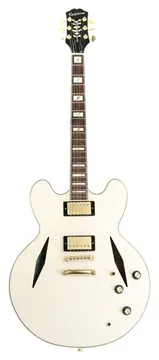 Epiphone Emily Wolfe "White Wolfe" Sheraton, verouderd botwit