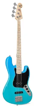 SX SBM1 Jazz style Bass Guitar with Bag | Blue Glow
