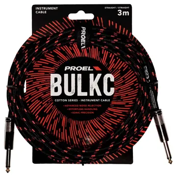 Proel BULK100CLU3BR Cavo jack Mono 6.3 a jack Mono 6.3 mm da 3mt Nero/Rosso