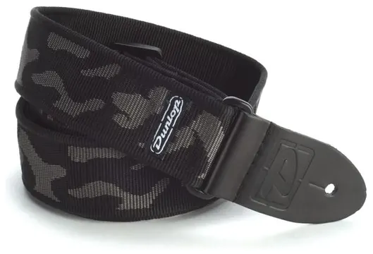 Dunlop D3810GY Courroie Nylon Motif Camouflage Noir ET Gris