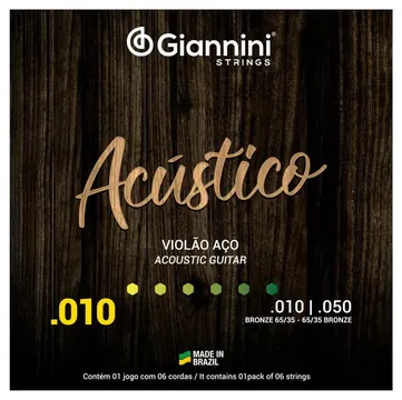 Giannini Encordoamento Para Violão Aço .010 Giannini GESWAM Acústico Bronze 65/35