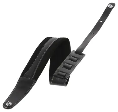 Gewa 531.399 Gitarrengurt Prestige 85 padded Security Locks Ledergurt (85mm), black/black