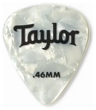 Taylor Celluloid 351 Picks, White Pearl, 0.46mm, 12-Pack