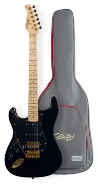 Seizi Budokan Canhota Black Gold C/BK Preta Linha Vintage Superstrato com Bag