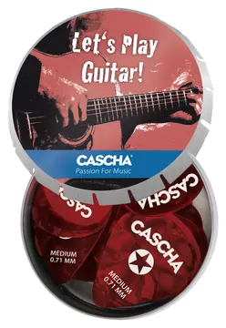 Cascha HH 2294 Guitar Pick Set Box Medium 0,71mm Plektren (24Stück) inkl. Metallbox
