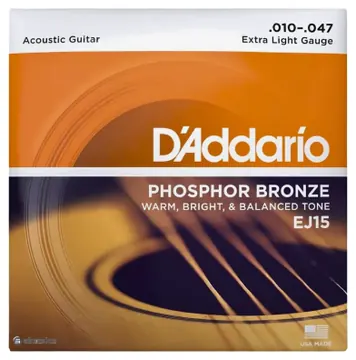 D'addario Encordoamento D'addario Violão Aço EJ15 Phosphor Bronze .010 - .047 Extra Light Gauge