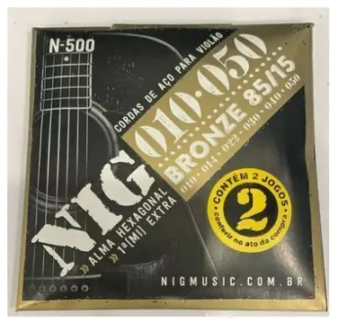Nig Encordoamento Para Violão Aço Nig 010-050 Bronze 8515 Pack com 2 Jogos