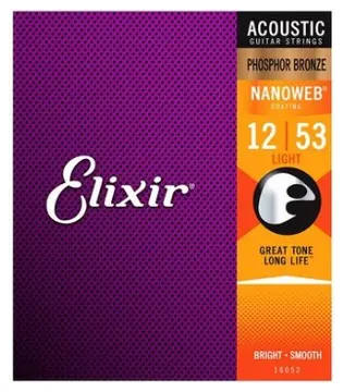 Elixir Acoustic Guitar Nanoweb Light 12-53 Phosphor Bronze