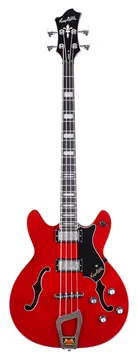 Hagstrom Viking Bass 4 -04 Vintage Hollowbody E-Bass, wild cherry transparent