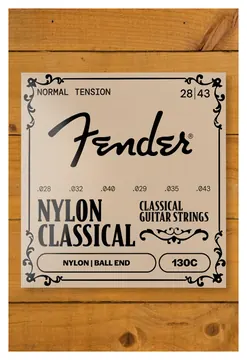 Fender 130C Nylon Classical Acoustic Guitar String Set, Clear/Silver, Ball End, .028-.043 Gauges