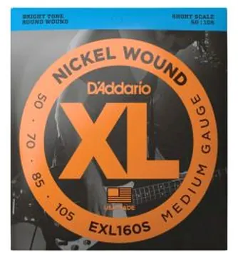 Corde Basso Elettrico D`Addario EXL160S nickel wound short scale medium 50-105