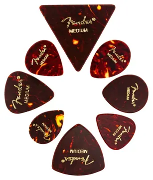 Fender All Shapes Celluloid Medley Tortoise Shell Med, Set van 8