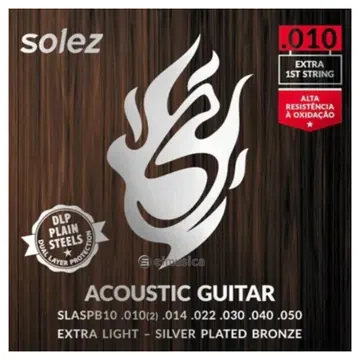 Solez Encordoamento para Violão de Aço Solez - Modelo SLASPB10 ( Calibre .010 - .050 )