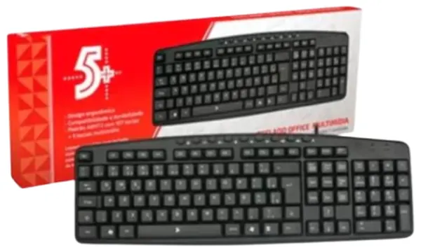 5+ Teclado Office Multimídia USB com Fio 5+ - 015-0074