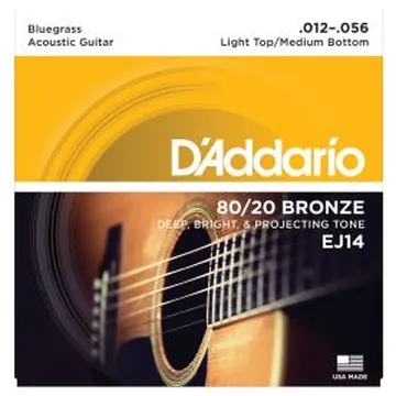 D'Addario 80/20 Bronze Acoustic Strings, Light Top/Medium Bottom , 12-56, EJ14