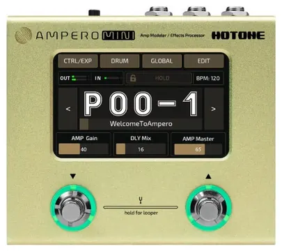 Hotone MP-50MT Ampero Mini Amp Modeler & Effektprozessor, mustard