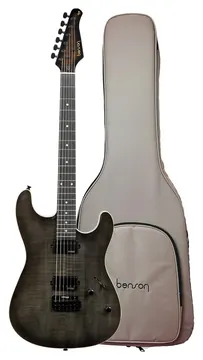 Benson Superstrato Hardy Series Modern CHB Charcoal Black Burst Com Bag