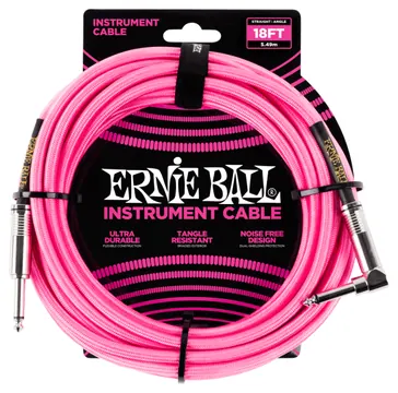 Ernie Ball Jack Droit / Coudé 5.49m Rose Fluo 6083