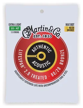 Martin & Co Martin Authentic Acoustic Lifespan 2.0 80/20 Bronze Guitar Strings - Extra Light - 12-String 10-47