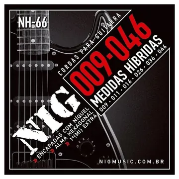 NIG Encordoamento Guitarra Nig NH66 Hibrida 09 Extra