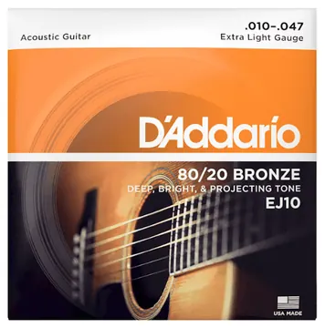 D'addario EJ10 80/20 (.10-.47) Acoustic Extra Light