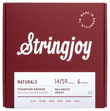 Stringjoy Naturals Heavy Gauge (14-59) Phosphor Bronze Acoustic Guitar Strings