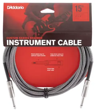 D'Addario PW-BG-15TW - 15Ft CS Braided Inst CBL TW