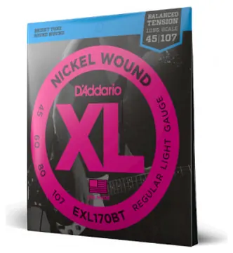 Daddario D'Addario EXL170BT Nickel Wound Bass Guitar Strings, Balanced Tension Regular Light, 45-107, Long Scale