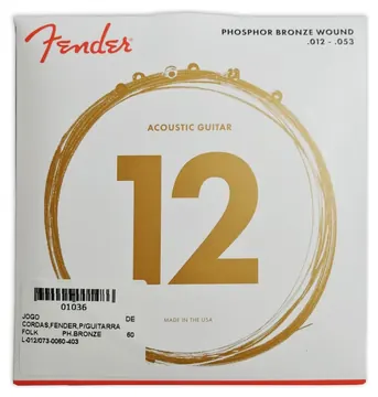 Jogo de Cordas Fender 60L para Guitarra Folk Phosphor Bronze 012
