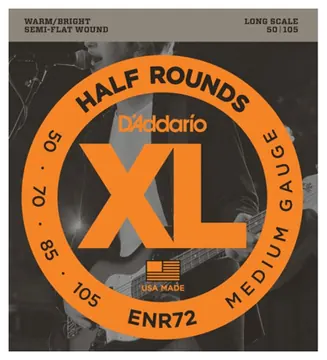 D'Addario ENR72 Half Rounds Bass Guitar Strings, Medium, 50-105, Long Scale