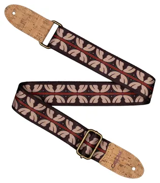 Cascha CGS-VC10 Vegan Cork Ethnic Red Stripes Gitarrengurt 50mm