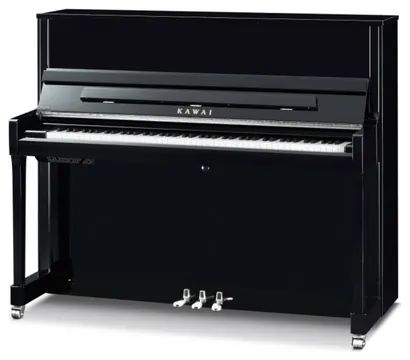 Kawai K-300 Klavier schwarz poliert mit Chrom-Beschlägen und ATX4 Silent-System – Millennium-III-Mechanik, Fichten-Resonanzboden