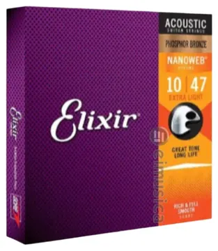 Elixir Encordoamento Elixir Violão Aço Nanoweb Phosphor Bronze .010 - .047 Extra Light Gauge