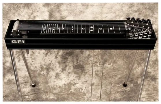 Black GFI S10SM Student 3x2 Model Single Neck 10-string Pedal Steel Guitar with 3 Pedals, 2 Knee Levers, and Hardcase - Made in USA