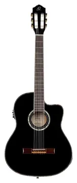 Ortega RCE145BK GUITARE CLASSIQUE ELECTRO NOIR - Table en cèdre