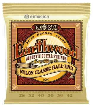 Ernie Ball Encordoamento para Violão de Nylon Ernie Ball Earthwood Bronze 80/20