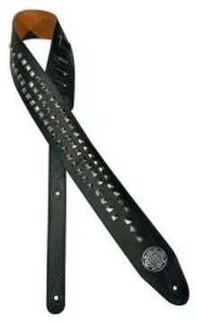 Gaucho Extra Long Guitar Strap Black with Chrome Pyramids