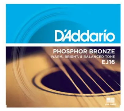 3 Sets of D'Addario EJ16 Phosphor Bronze Acoustic Guitar Strings 12-53