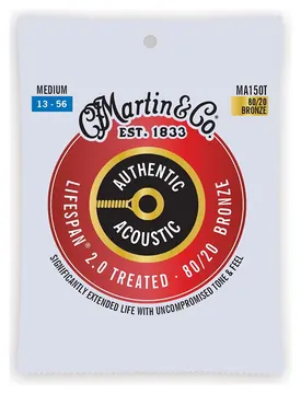 Martin & Co Martin Authentic Acoustic Lifespan 2.0 80/20 Bronze Guitar Strings - Medium 13-56