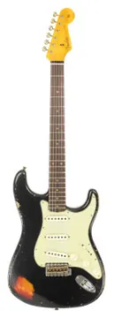 Fender Custom Shop 1960 Stratocaster Heavy Relic Rosewood Fingerboard Aged Black over 3-Colour Sunburst
