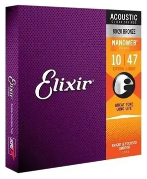 Elixir Encordoamento Viol?o AÁo Elixir .010 Extra Light Bronze