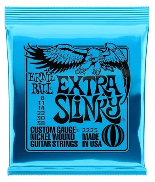 Ernie Ball 2225 Extra Slinky Nickel Wound Electric Guitar Strings 8-38 Gauge