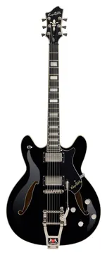 Hagstrom Tremar Viking Deluxe -09 Hollowbody E-Gitarre, black gloss