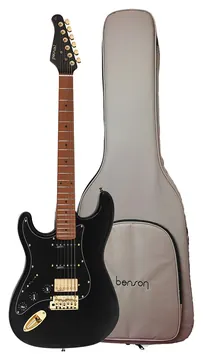 Benson Stratocaster Hardy Series S 902 BK Gold LH Black Canhota C/ Bag